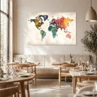 tableau carte du monde aquarelle