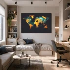 tableau carte du monde couleur