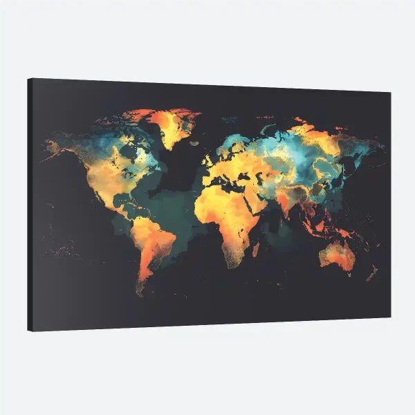 tableau carte du monde couleur