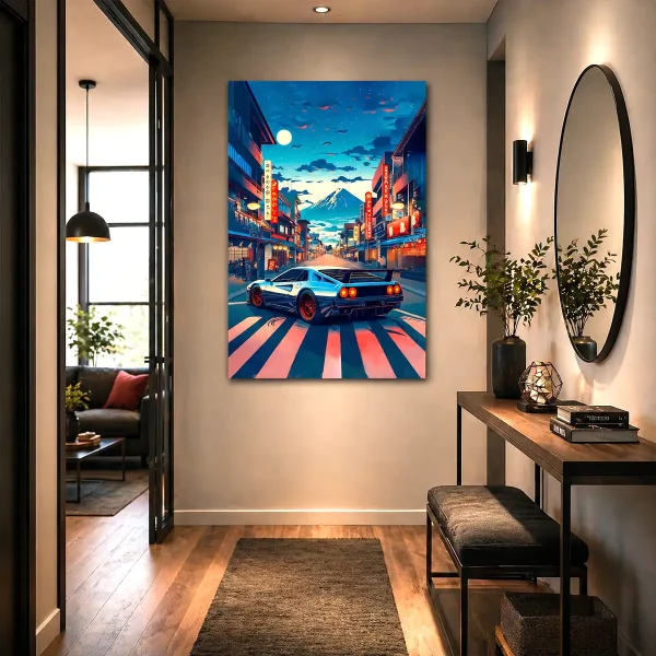 tableau manga voiture ville