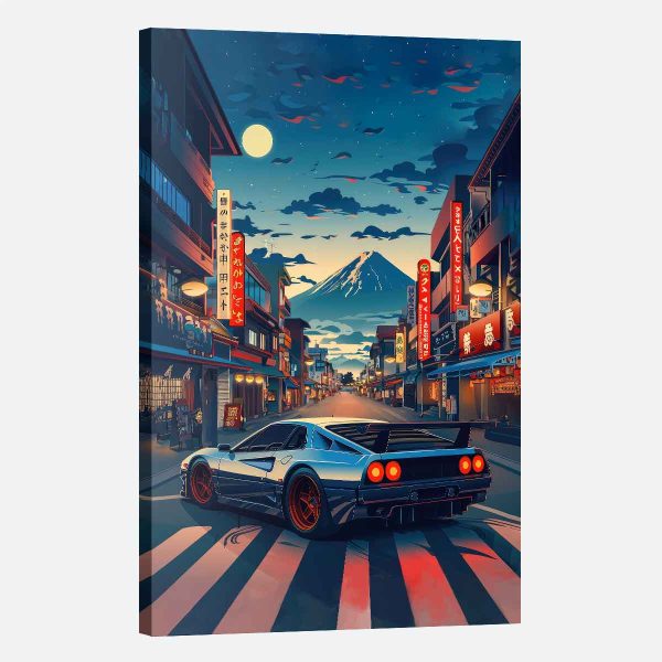 tableau manga voiture ville