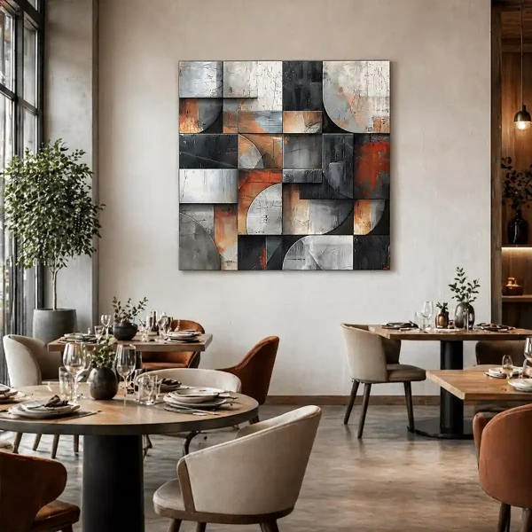 tableau style industriel abstrait