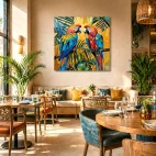 tableau tropical perroquet