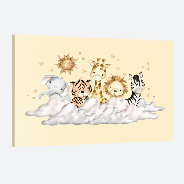 Cadre chambre bébé animaux ciel