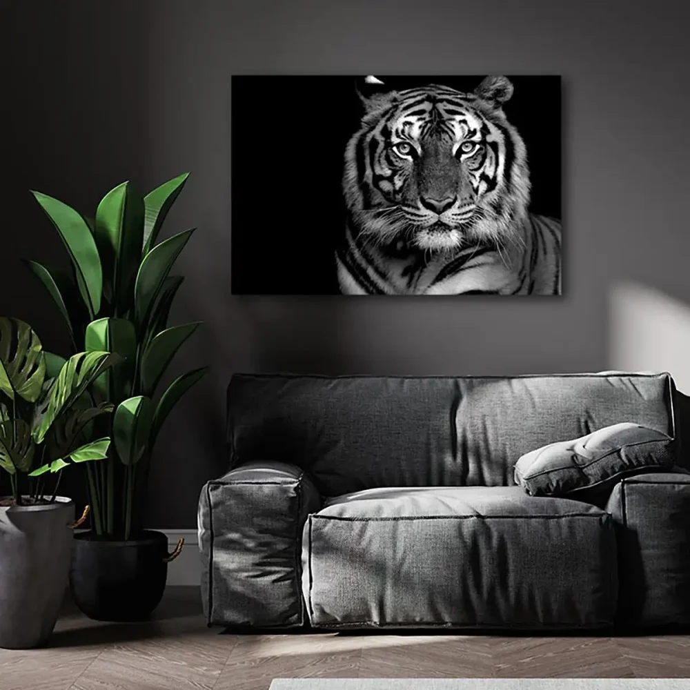 decoration-murale-tigre-noir-et-blanc Décoration murale tigre noir et blanc