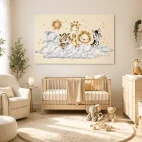 Tableau chambre bébé animaux ciel