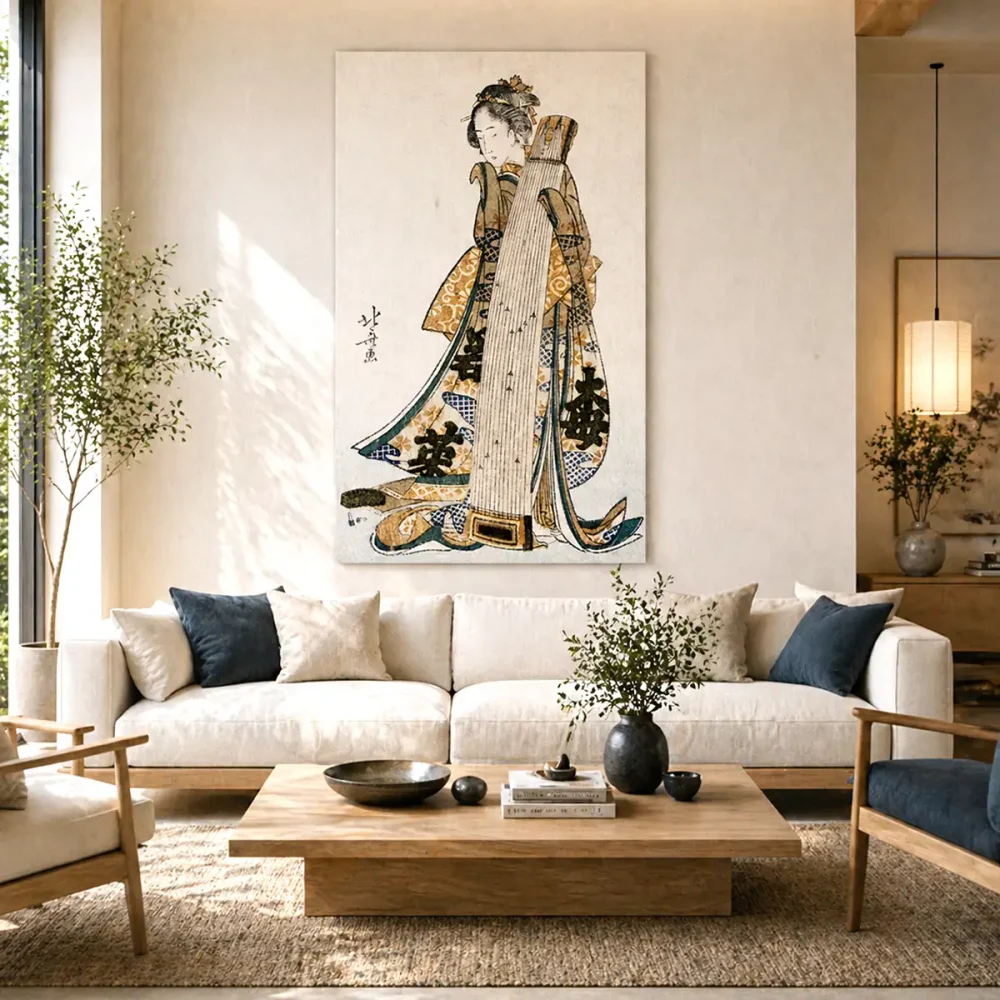 tableau-hokusai-femme-japonaise Tableau Hokusai femme japonaise