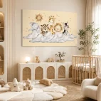 Tableau mural chambre bébé animaux ciel