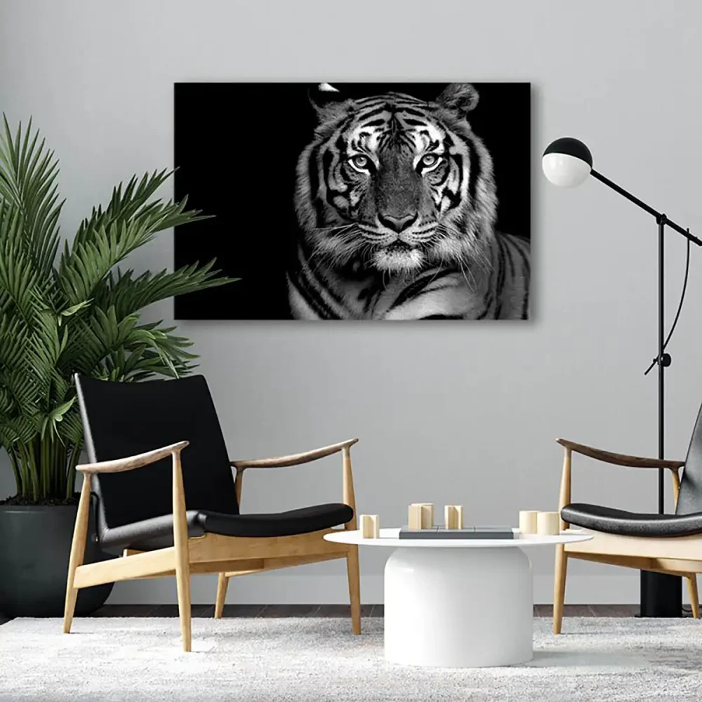 tableau-mural-tigre-noir-et-blanc Tableau mural tigre noir et blanc