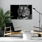 Tableau mural tigre noir et blanc