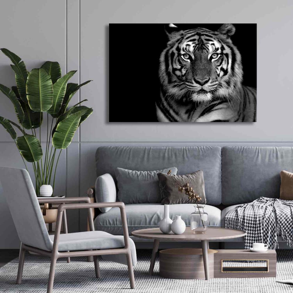 tableau-tigre-noir-et-blanc Tableau tigre noir et blanc