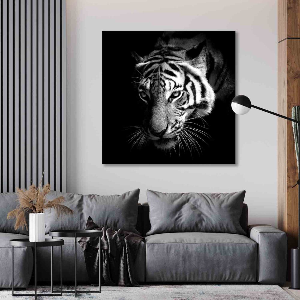 tableau-tigre-noir-et-blanc-salon tableau tigre noir et blanc salon