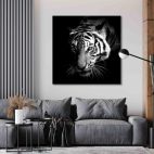 tableau tigre noir et blanc salon